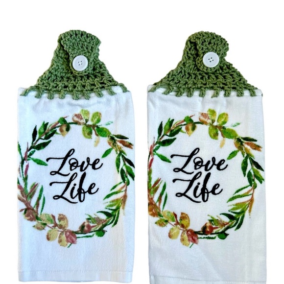 Hand Crafted Other - Hand Crafted Kitchen Hand Towels Crochet Hanging Colorful Floral Set